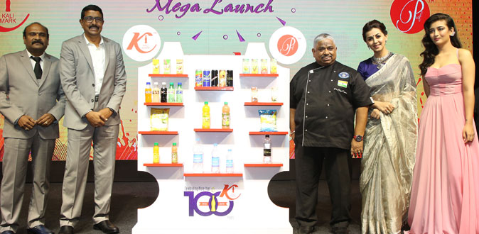 Nikki Galrani and Akshara Hassan in Kalimark new product launch
