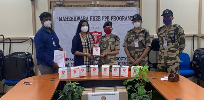 Maheshwara  Medical  College  & Hospital  Free PPE  kits &  N95  masks  to  CISF  personnel