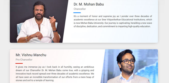 Mohan Babu University dedicated Leadership